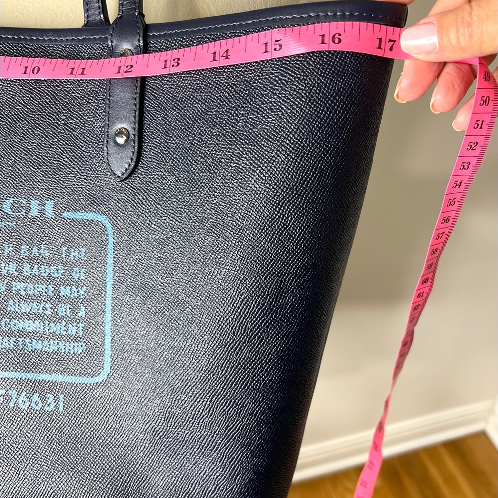 Coach Reversible City Tote  Gingham Print Navy  Yellow RARE Excellent Condition - Picture 13 of 13